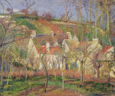 Die roten Dächer oder Ecke eines Dorfes, Winter, 1877 von Camille Jacob Pissarro